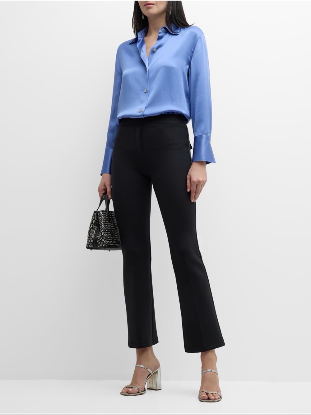 NWT Brandon Maxwell Black Neoprene Cropped Flare Pants XS $895